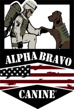 A picture of an alpha bravo canine logo.